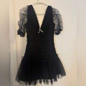 Self Portrait black dot mash mini dress
